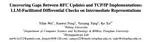 Uncovering Gaps Between RFC Updates and TCP/IP Implementations: LLM-Facilitated Differential Checks on Intermediate Representations
